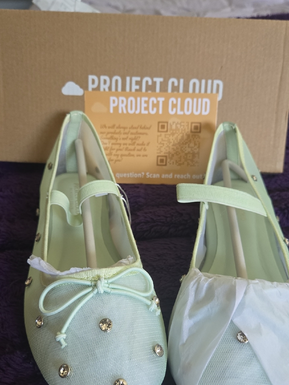 Project Cloud Women's Mint Green Embellished Mary Jane Flats
